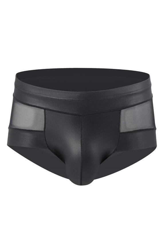 Mens G-String Underwear Briefs Mesh Casual Trunks Elastic Waistband Pouch Bikini Wear Black L