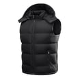 thumbnail image 1 of SELONE Mens Puffer Vest Cotton Zipper Detachable Hooded Jacket with Pockets Sleeveless Tops Solid Warm Outerwear, 1 of 6