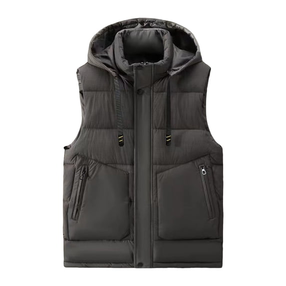 SELONE Mens Puffer Vest with Hood Cotton Zipper Hoodies Jacket Sleeveless Tops Solid Warm Outerwear in Winter