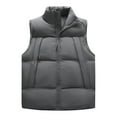 thumbnail image 1 of SELONE Mens Puffer Vest with Hood Cotton Zipper Hoodless Jacket with Pockets Sleeveless Tops Solid Casual Outerwear, 1 of 4