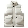 thumbnail image 1 of SELONE Mens Puffer Vests for Outdoors Button Zipper Hoodless Jacket with Pockets Sleeveless Tops Solid Casual Outerwear, 1 of 4