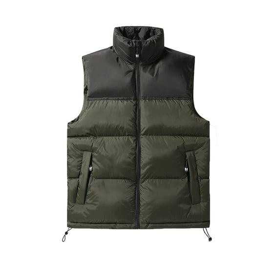 SELONE Mens Puffer Vests for Outdoors Cotton Zipper Hoodless Jacket Sleeveless Tops Color Blocked Casual Outerwear