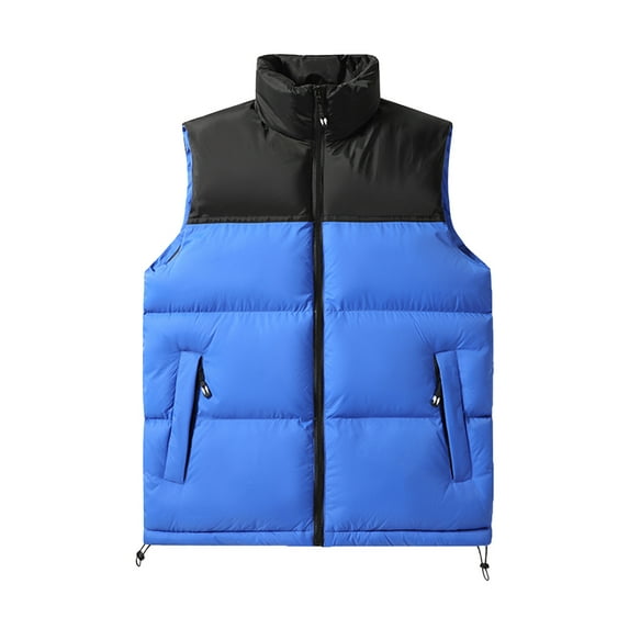 SELONE Mens Puffer Vests for Outdoors Cotton Zipper Hoodless Jacket Sleeveless Tops Color Blocked Casual Outerwear