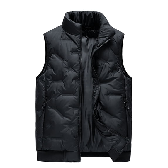 SELONE Mens Puffer Vests for Outdoors Zipper Hoodless Jacket with Multi Pockets Mock Neck Tops Solid Casual Outerwear