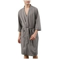 thumbnail image 1 of SELONE Mens Robe Lightweight Cardigan Thin Bathrobe Home Wear Bath Gown With Tie Fast Drying Cozy, 1 of 7