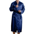 thumbnail image 1 of SELONE Mens Robe Silk Solid Casual Lace Up Home Pocket Long Pajama Gown With V Neck Long Lasting Fabric, 1 of 5