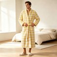 thumbnail image 1 of SELONE Mens Robes Plush Comfy Flannel Bathrobe Lace up Side Argyle Long Sleeve Towel Robe with Pockets Home Sleepwear, 1 of 9
