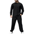 thumbnail image 1 of SELONE Mens Sets 2 Piece Outfits Crew Neck Long Sleeve Tops and Straight Leg Pants Sets Fall Matching Sets with Pockets, 1 of 6