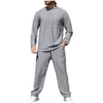 thumbnail image 1 of SELONE Mens Sets 2 Piece Outfits Crew Neck Long Sleeve Tops and Straight Leg Pants Sets Fall Matching Sets with Pockets, 1 of 7