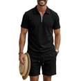 thumbnail image 1 of SELONE Mens Summer Outfits 2 Piece Half Zip Sweatsuits Collared Short Sleeve Tops and Short Sports Casual Clothing, 1 of 8