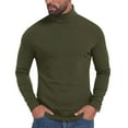 thumbnail image 1 of SELONE Mens Thermal Underwear Tops High Neck Undershirt Long Sleeve Pullover Soild Tight Winter Home Clothes Green, 1 of 9