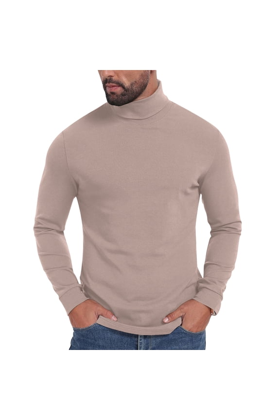 Mens Thermal Underwear Tops High Neck Undershirt Long Sleeve Pullover Soild Tight Winter Home Clothes