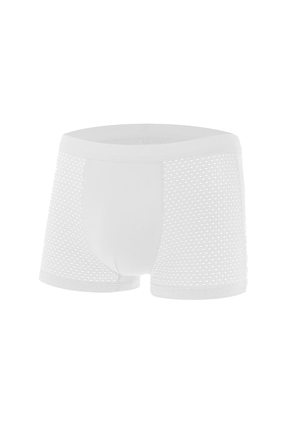 Mens Underwear Boxer Briefs Short Boxers Pouch Bikini Trunks Elastic Waistband Everyday Wear White 4XL