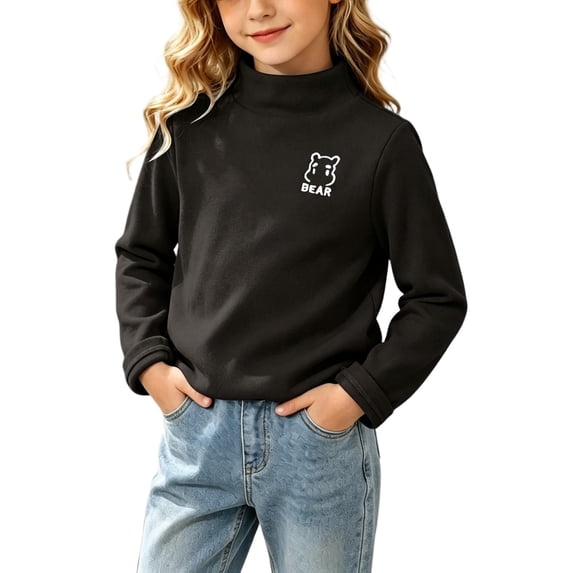 SELONE Mock Neck Sweatshirt Kids Long Sleeve Layering Top Comfy Knitted Solid Sweatshirts Girls Fall Outfits 1-12Y