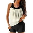 thumbnail image 1 of SELONE Modest Tankini Swimsuits for Women with Shorts Two Piece Swimwear Color Block Beachwear Swim Bathing Suits L, 1 of 6
