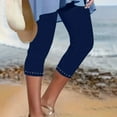 thumbnail image 1 of SELONE Navy Capri Leggings for Women Yoga Crop High Waist Plus Size Gym Leggings Summer Pants Curvy Slim Casual Vacation Pants Pull on Solid Soft Lightweight Comfy XL Breathable Beach Pants, 1 of 6
