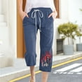 thumbnail image 1 of SELONE Navy Capri Pants for Women with Pockets Plus Plus Size Lounge Pants Elastic Waist Trouser Loose Casual Beach Pants Drawstring Flowers Straight Lightweight 3XL Breathable Summer Clothes, 1 of 4