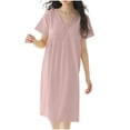 thumbnail image 1 of Lorytime Nightgowns for Women Cotton Built in Bra Mid Maternity Bathrobes V Neck Short Sleeve Pajamas Dress Sleepwear, 1 of 8
