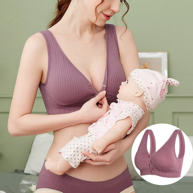SELONE Nursing Bras for Breastfeeding Front Closure Front Clip Zip Front  Front Snap Maternity Seamless Wireless Front Hook Front Close Tank Top Bra