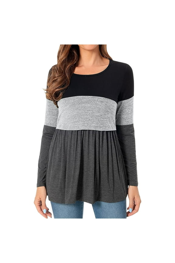 Nursing Tank Tops for Women Breastfeeding Hidden Nursing Shirt Crewneck Long Sleeve Pullover Soild Clothes