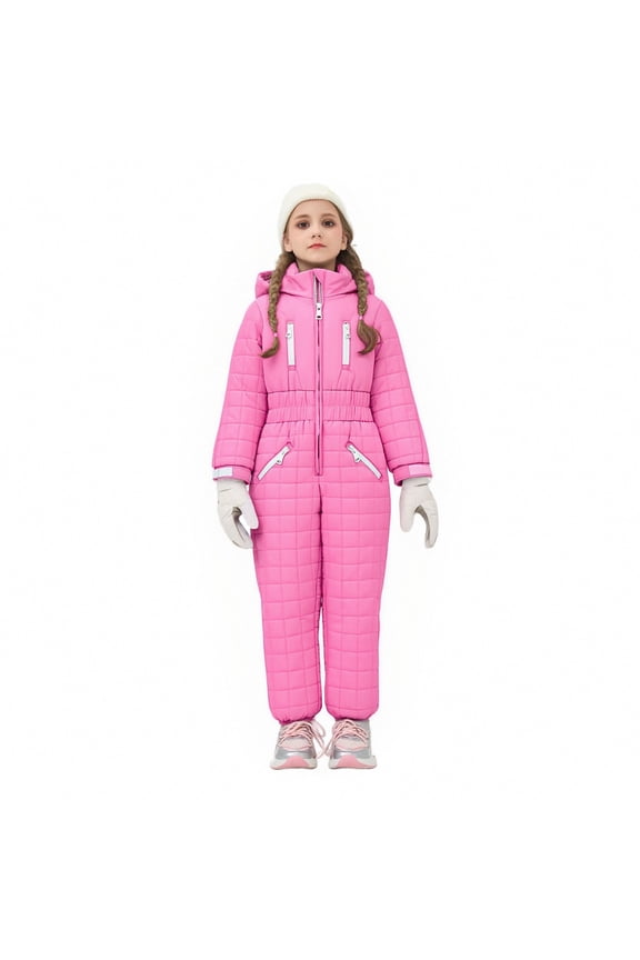 One Piece Snowsuit Kids Girls Boys Hoodies Winter Outdoor Ski Suits Windproof Waterproof Jumpsuits 9 Years