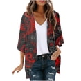 thumbnail image 1 of SELONE Open Front Cardigan for Women 3/4 Sleeve Plus Size Regular Cardigans Without Hoodie Tribal Print Lightweight Beach Vacation Wear Multicolor 4XL, 1 of 5