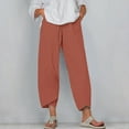 thumbnail image 1 of SELONE Orange Long Pants for Women Plus Size Mid Waist Lounge Pants Cropped Trouser Pants Loose Casual Beach Pants Pull on Solid Straight Leg Lightweight Comfortable 3XL Breathable Summer Clothes, 1 of 5