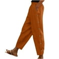 thumbnail image 1 of SELONE Orange Pull on Pants for Women Plus Size Lounge Pants with Pockets Cotton Linen Elastic Waist Cropped Trouser Casual Beach Pants Solid with Buttons Tapered 2XL Tall Breathable Summer Clothes, 1 of 6