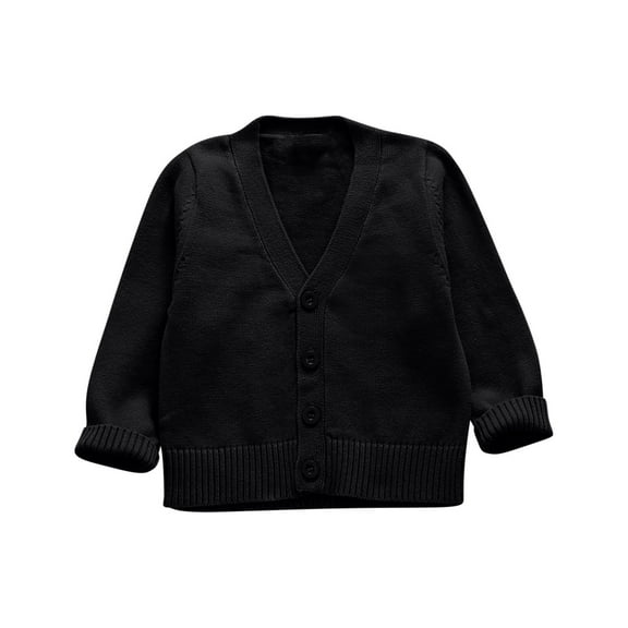 SELONE Outdoor Jacket for Children Cotton Button Solid Long Sleeve Fall Winter Coats Black S