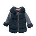 thumbnail image 1 of SELONE Outdoor Jacket for Children Hooded Flannel Zipper Solid Long Sleeve Cute Clothes Black 3-4Years, 1 of 4