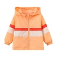 thumbnail image 1 of SELONE Outdoor Jacket for Children with Pockets Hooded Lightweight Zipper Color Block Long Sleeve Fall Winter Outwear Orange 5 Years, 1 of 8