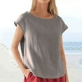 thumbnail image 1 of SELONE Oversized Linen Shirts for Women Short Sleeve Tops Blouses Regular Fit T Shirts Pullover Tees Tops Solid T-Shirts Crew Neck Tops Blouses Easy Care Soft Breathable Pullover Tops Gray XXL, 1 of 5