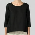 thumbnail image 1 of SELONE Oversized Linen Shirts for Women Short Sleeve Tops Blouses Regular Fit T Shirts Pullover Tees Tops Solid T-Shirts Crew Neck Tops Casual Blouses Easy Care Soft Breathable Pullover Tops Black L, 1 of 7