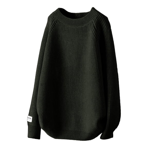 SELONE Oversized Sweaters for Women Winter Crewneck Tops Ribbed Long Sleeve Pullover Cozy Soild Knitwear Black Free Size