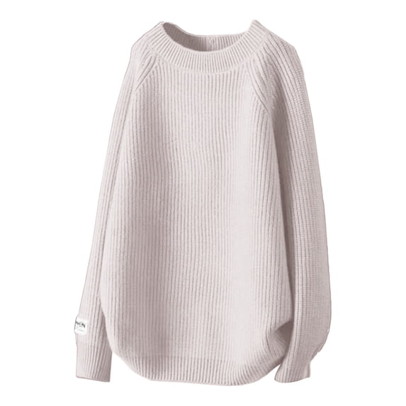 SELONE Oversized Sweaters for Women Winter Crewneck Tops Ribbed Long Sleeve Pullover Cozy Soild Knitwear White Free Size