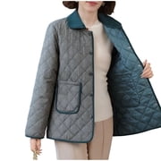 SELONE Packable Puffer Coat Women Short Winter Jacket Button Long Sleeve Collared Tops with Pockets Soft Outerwear 4XL