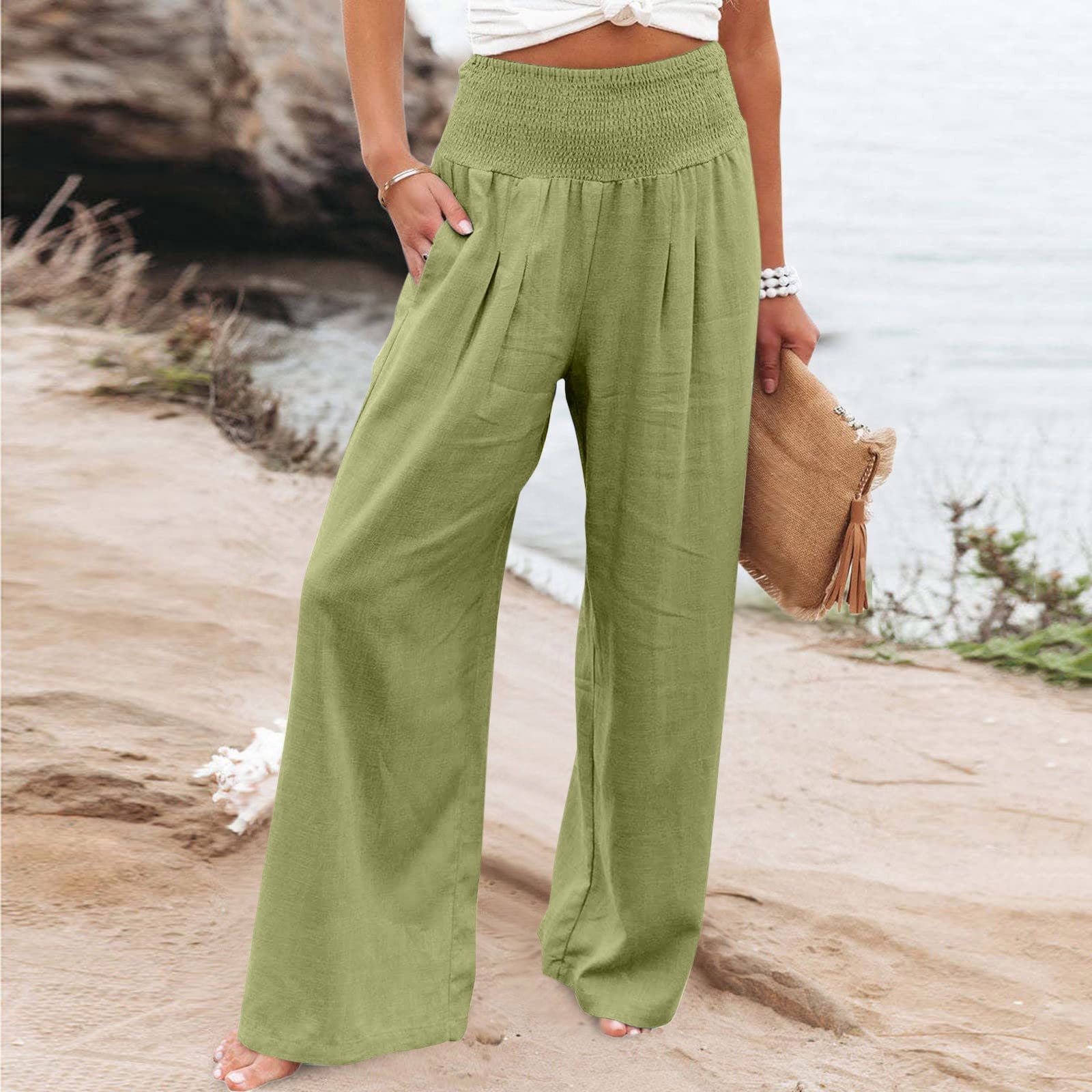 SELONE Palazzo Pants for Women Petite Formal High Waist High Rise Baggy  Wide Leg Casual Straight Leg Loose Pants Pants Pants for Everyday Wear  Running Errands Work Casual Event Coffee S 