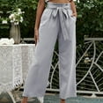 thumbnail image 1 of SELONE Palazzo Pants for Women High Waist High Waist High Rise Wide Leg Trendy Casual with Belted Long Pant Solid Color High-waist Loose Pants for Everyday Wear Running Work Casual Event Gray S, 1 of 9