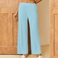 thumbnail image 1 of SELONE Palazzo Pants for Women Mid Waist Plus Size Lounge Pants Wide Leg Cropped Trouser Pants Loose Casual Long Beach Pants Pull on Solid Lightweight Comfy Blue 3XL Tall Breathable Summer Clothes, 1 of 7