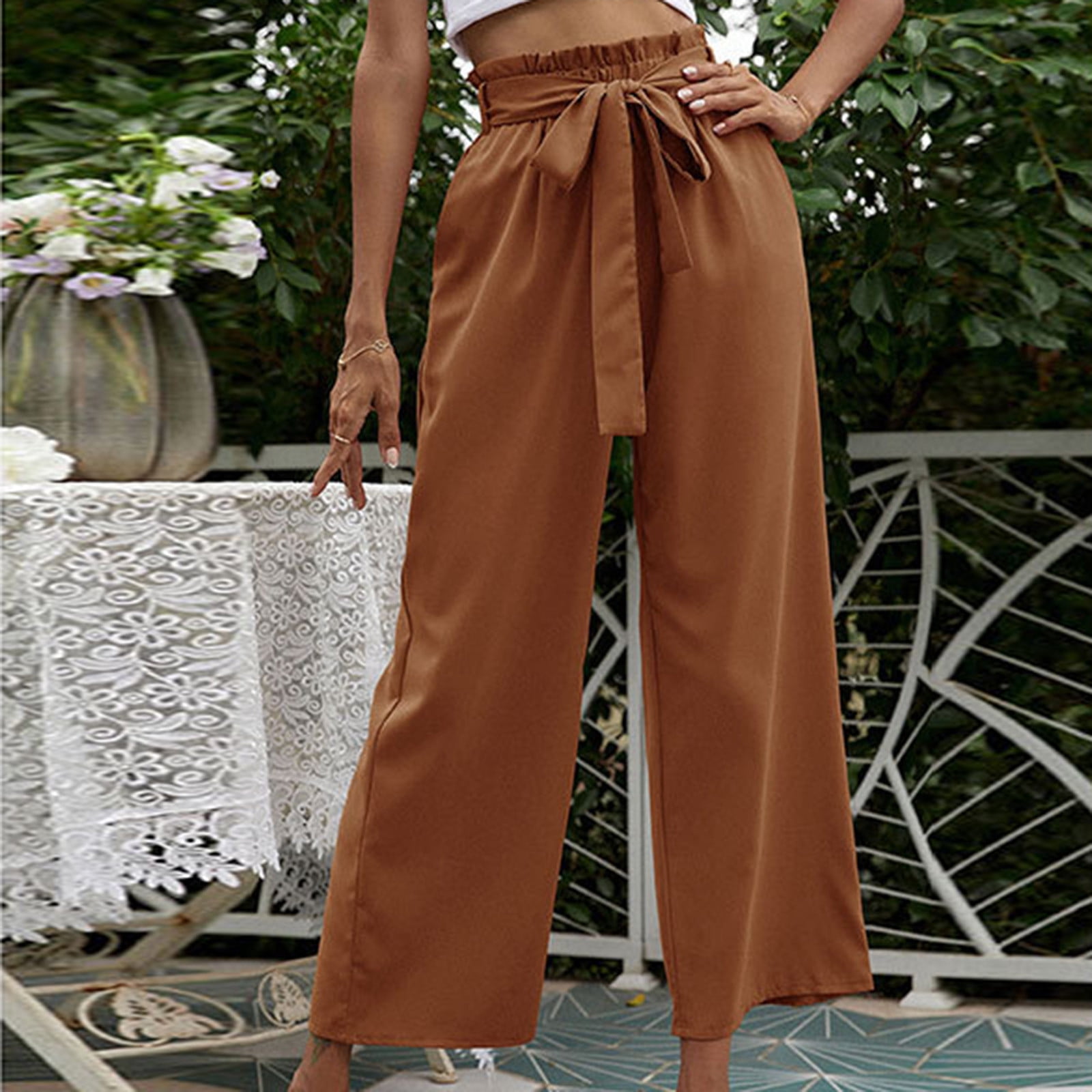 QTSUANNAI Women's Trousers with Wide Leg, Women's Spring Autumn Formal Suit  Trousers, Loose High Waist Draped Thin Trousers with Straight Leg, Fashion  Casual Trousers : Amazon.de: Fashion