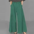 thumbnail image 1 of SELONE Palazzo Pants for Women Petite High Waist with Pockets Cotton Lounge Trousers Ankle Length Baggy Athletic Pants Green L, 1 of 8