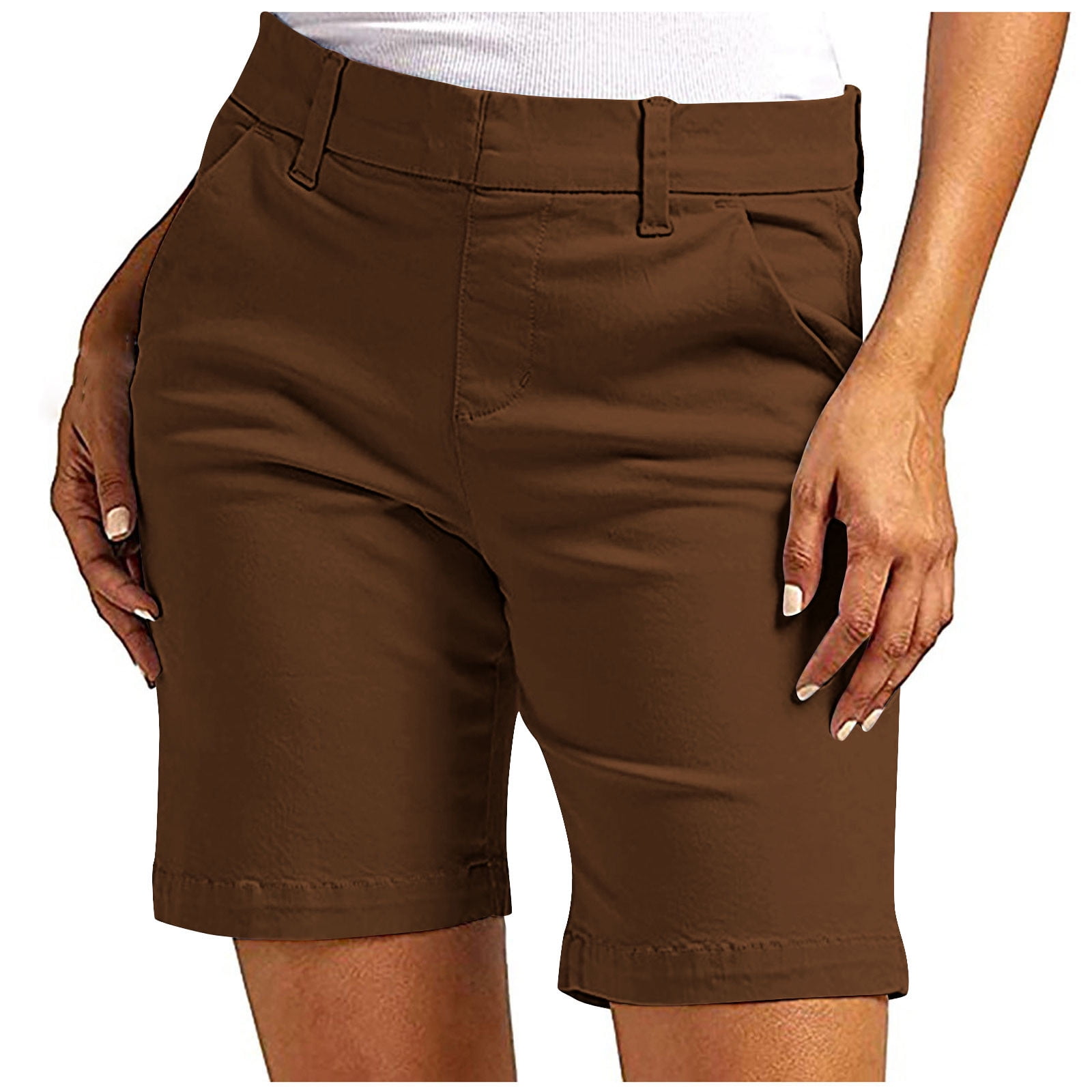 SELONE Pants for Women Business Casual Brown Mid Waist Plus Size