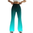 thumbnail image 1 of SELONE Green Plus Size Flared Leggings Women Mid Waist Gym Leggings Full Length Summer Pants Curvy Casual Long Bootcut Vacation Pants Pull on Gradient Print Yoga Lightweight S Breathable Beach Pants, 1 of 4