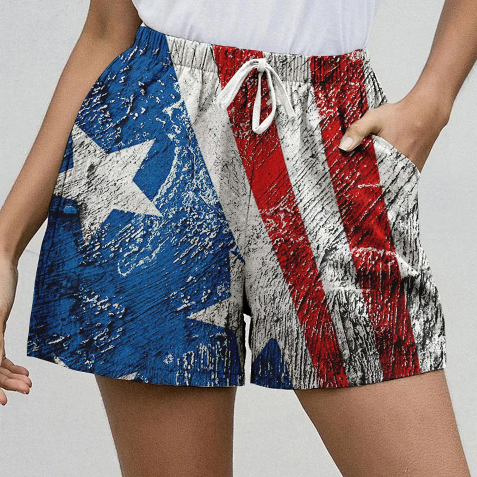 SELONE Patriotic Outfits Running Shorts for Women with Pockets Fashion