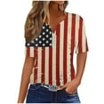 thumbnail image 1 of SELONE Patriotic T Shirts Independence Day Basic Tops for Women Summer Round Neck Button Pleated Short Sleeve Top Womens American Flag Apparel Plus Size Patriotic Clothing White XL, 1 of 5