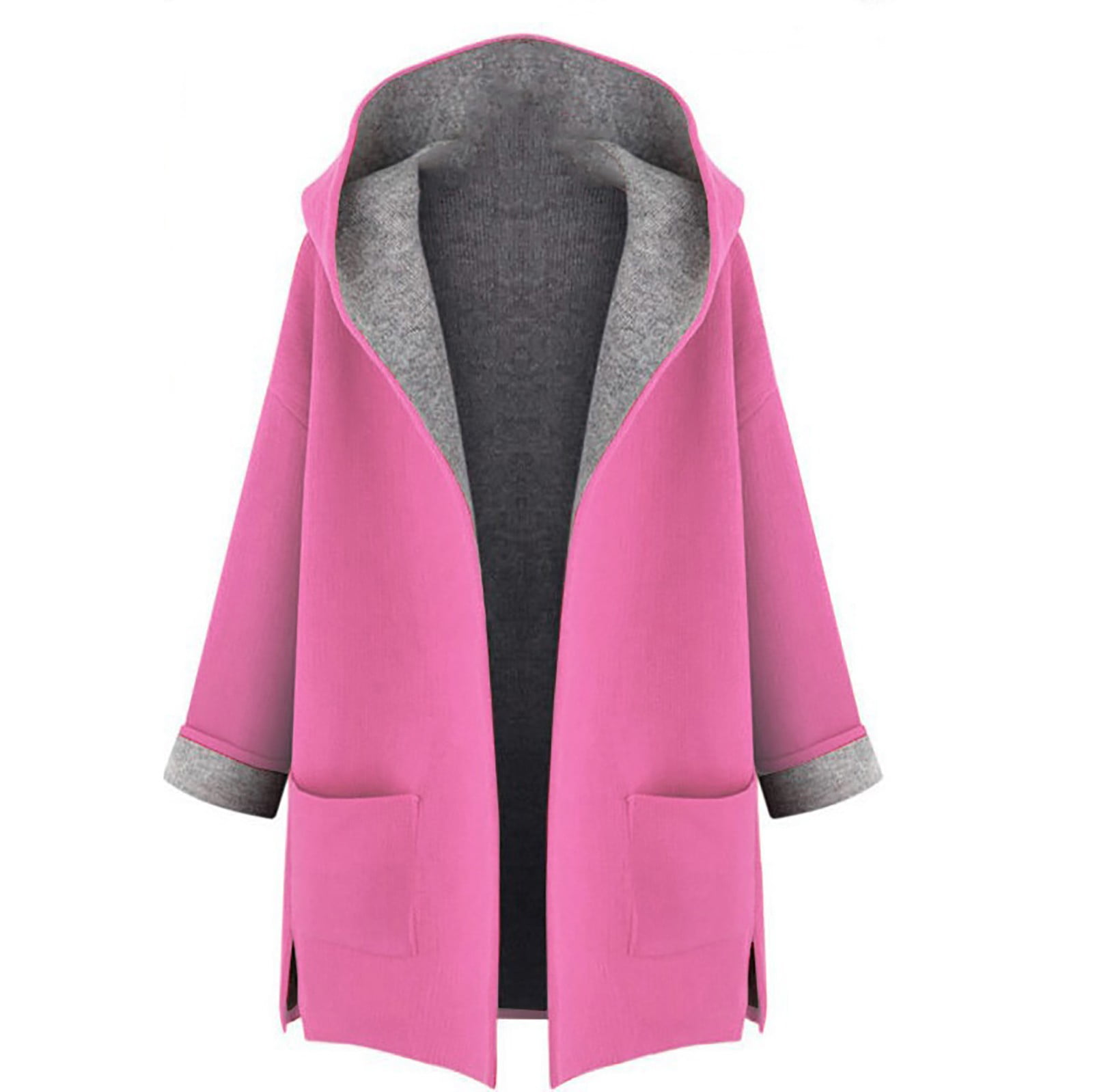 SELONE Pea Coats for Womens Fleece Long Sleeve Jacket Plus Size Hooded ...
