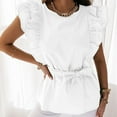 thumbnail image 1 of SELONE Peplum Tops for Women Dressy Summer Short Sleeve Tops Blouses Regular Fit T Shirts Pullover Tees Tops Solid T-Shirts Crew Neck Tops Casual Blouses Easy Care Soft Breathable Pullover White S, 1 of 8