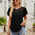 thumbnail image 1 of SELONE Peplum Tops for Women Plus Size Dressy Short Sleeve Tops Blouses Regular Fit T Shirts Pullover Tees Tops Solid T-Shirts Crew Neck Tops Casual Blouses Mesh T Shirts Breathable Pullover Black S, 1 of 7