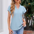 thumbnail image 1 of SELONE Peplum Tops for Women Plus Size Dressy Short Sleeve Tops Blouses Regular Fit T Shirts Pullover Tees Tops Solid T-Shirts V Neck Tops Blouses Easy Care Soft Breathable Pullover Tops Sky Blue XL, 1 of 5