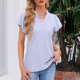 thumbnail image 1 of SELONE Peplum Tops for Women Plus Size Dressy Short Sleeve Tops Blouses Regular Fit T Shirts Pullover Tees Tops Solid T-Shirts V Neck Tops Blouses Easy Care Soft Breathable Pullover Tops Purple S, 1 of 5